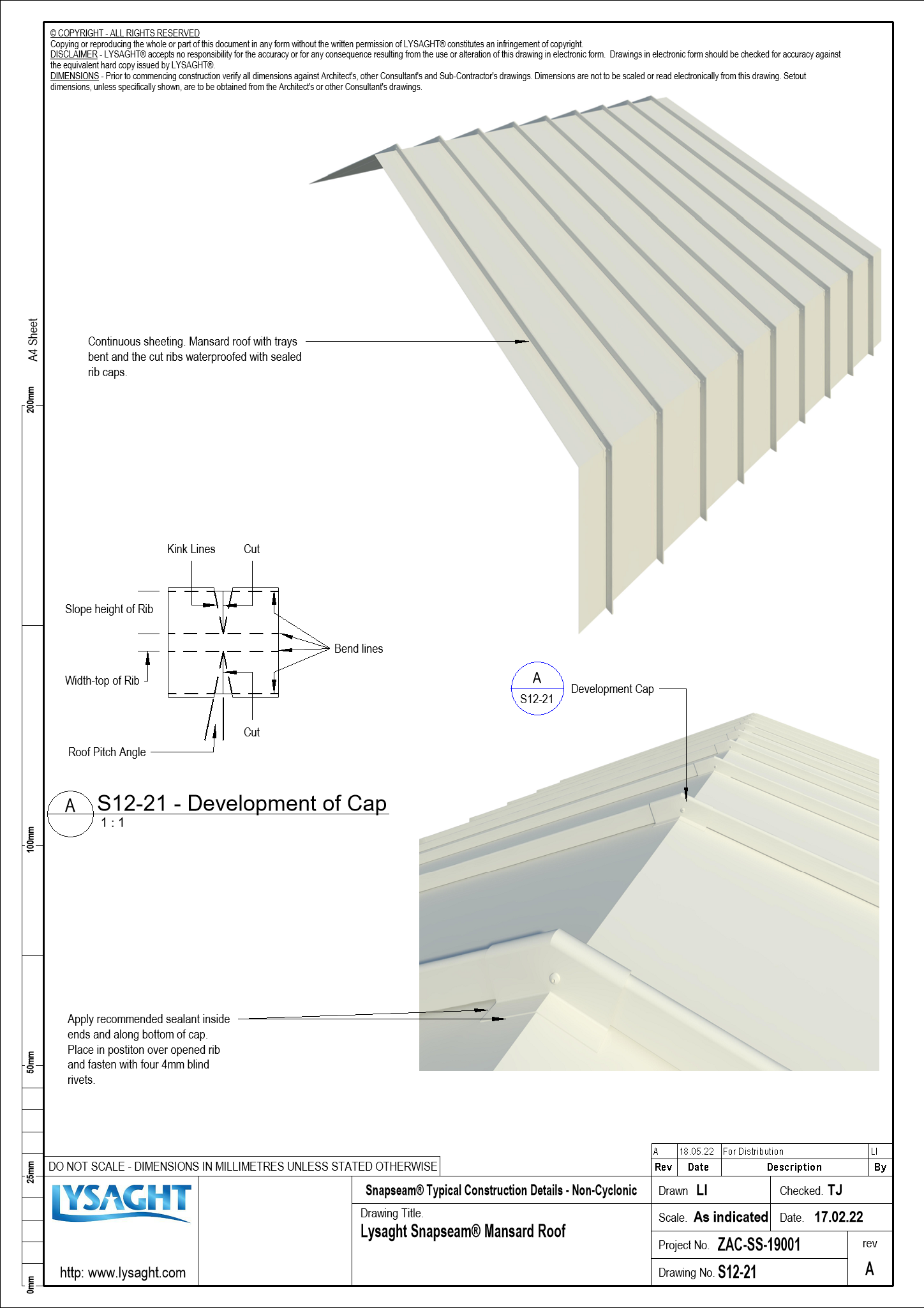 S1221 Lysaght Snapseam® Mansard Roof